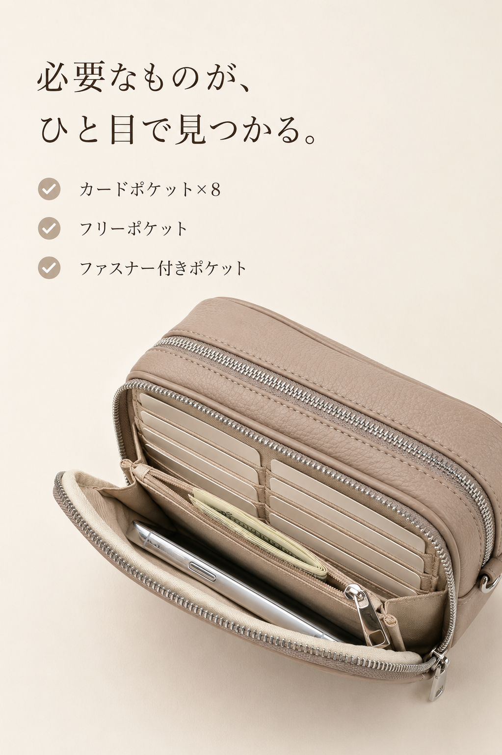 CompactWallet™ 多機能お財布ショルダー
